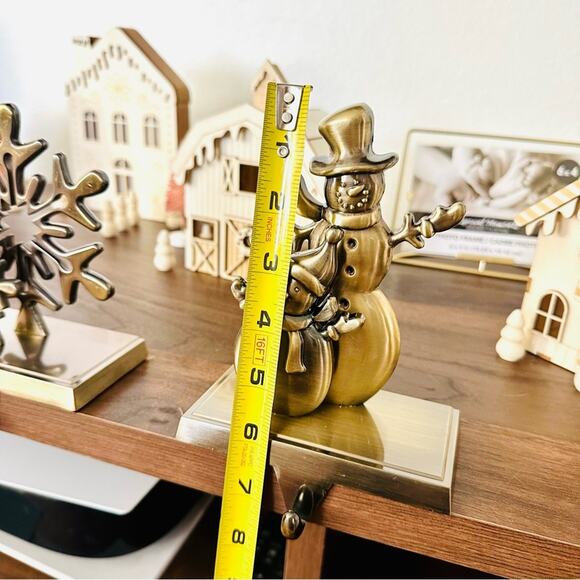 NEW ANTHROPOLOGIE Brass Gold Stocking Holders Snowflake Tree Snowman Gnome Set 4 - Picture 16 of 16